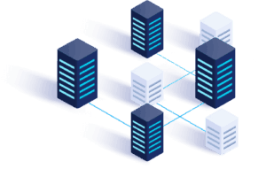 Illustration of interconnected building doing business with each other