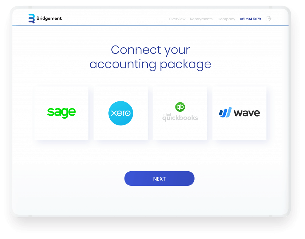 Image of accounting software logos presented on Bridgement's website