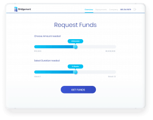 Image of business loan calculator on Bridgement website