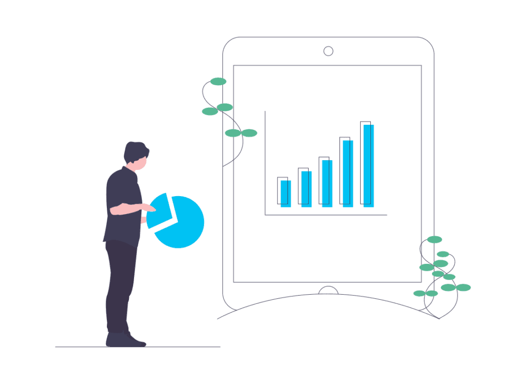 economic data and growing graph